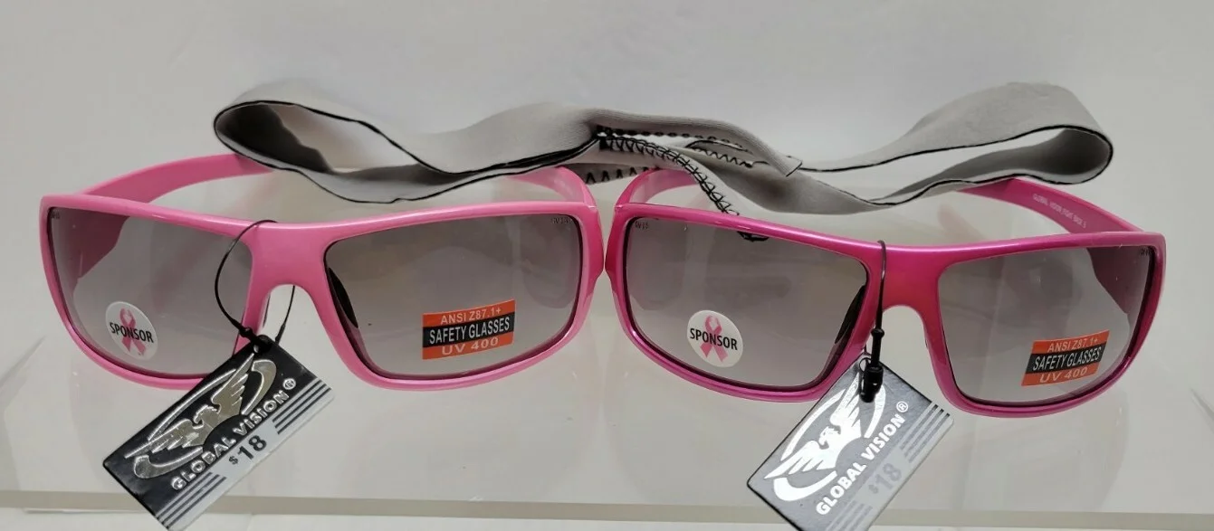 2- NIP Global Vision Safety Eyewear BREAST CANCER AWARENESS, UV400, ANSI Z87.1+