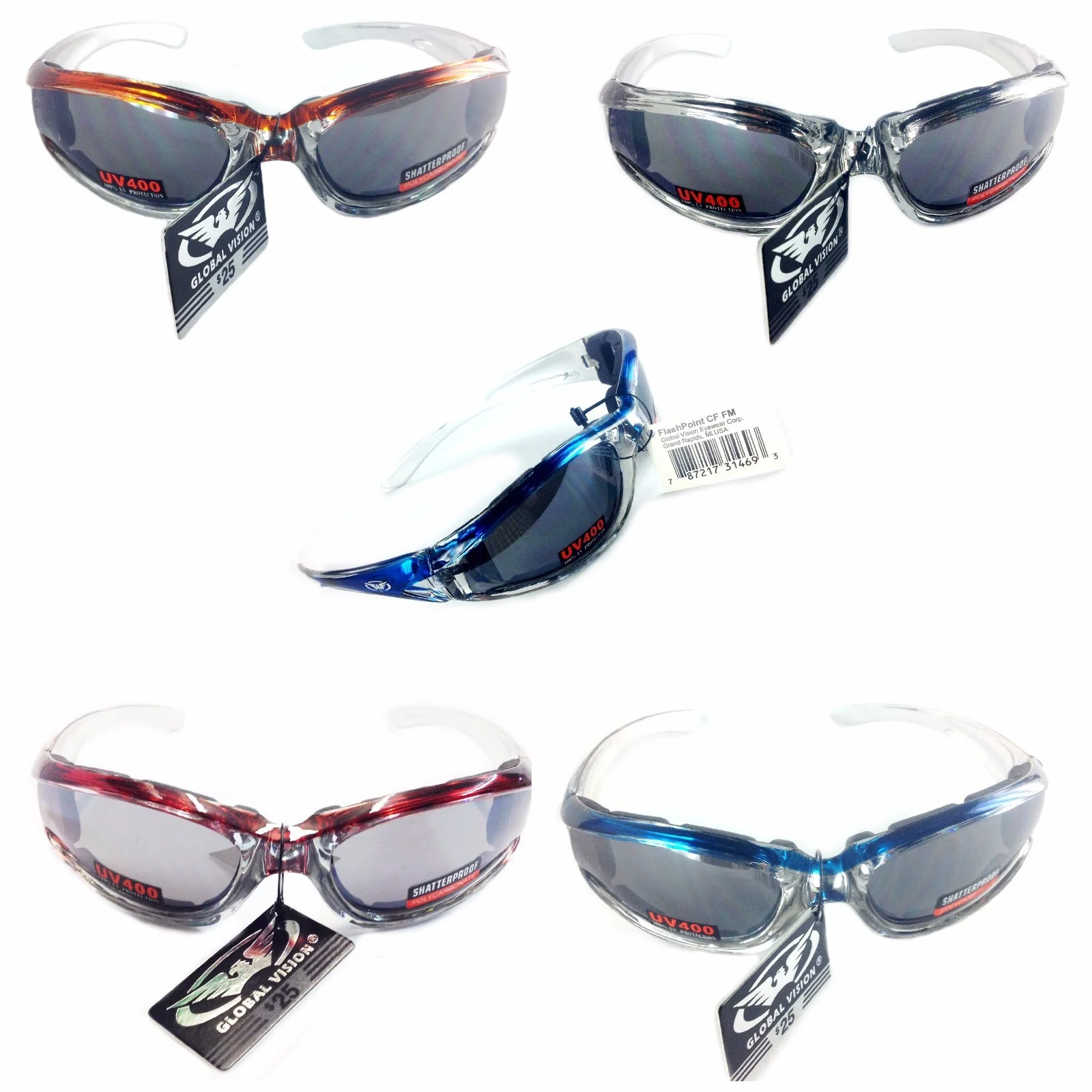 Flashpoint CF FM, Assorted Frame/ Smoke Lenses, Global Vision Eyewear, Sun Glass