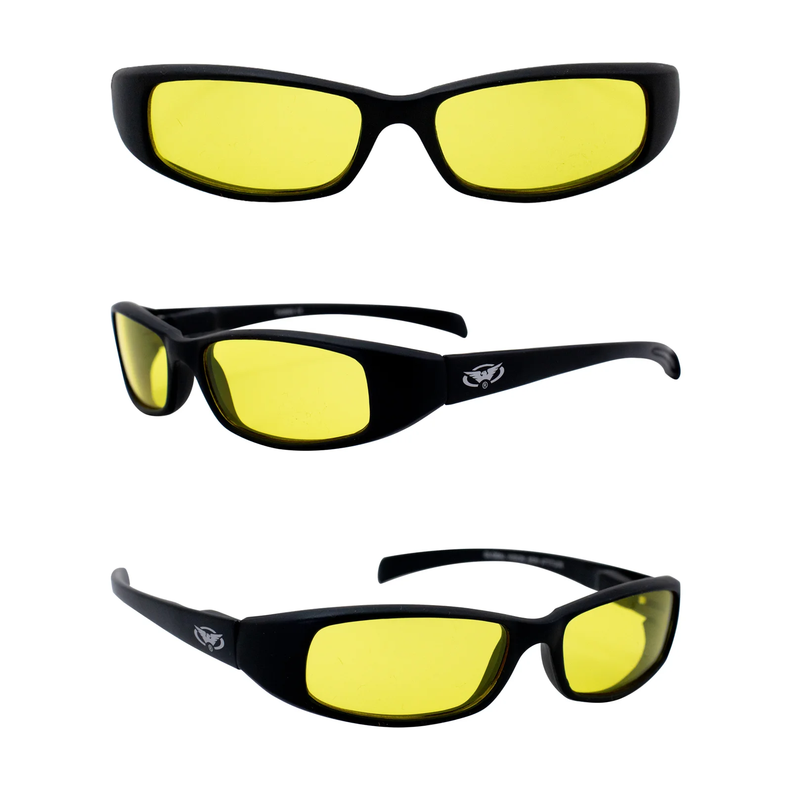 New Attitude glasses by global vision eyewear black frame with yellow lens 2